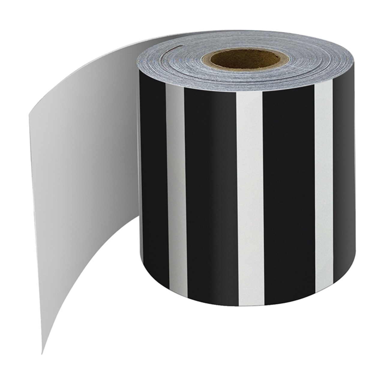 Black And White Vertical Stripes Rolled Straight Border, 65 Feet